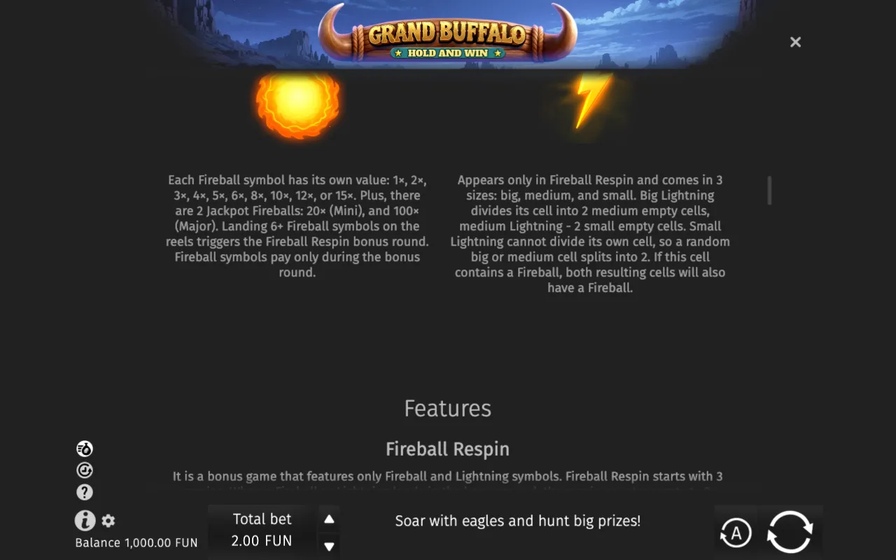 Game rules, page 3 — Grand Buffalo Hold & Win
