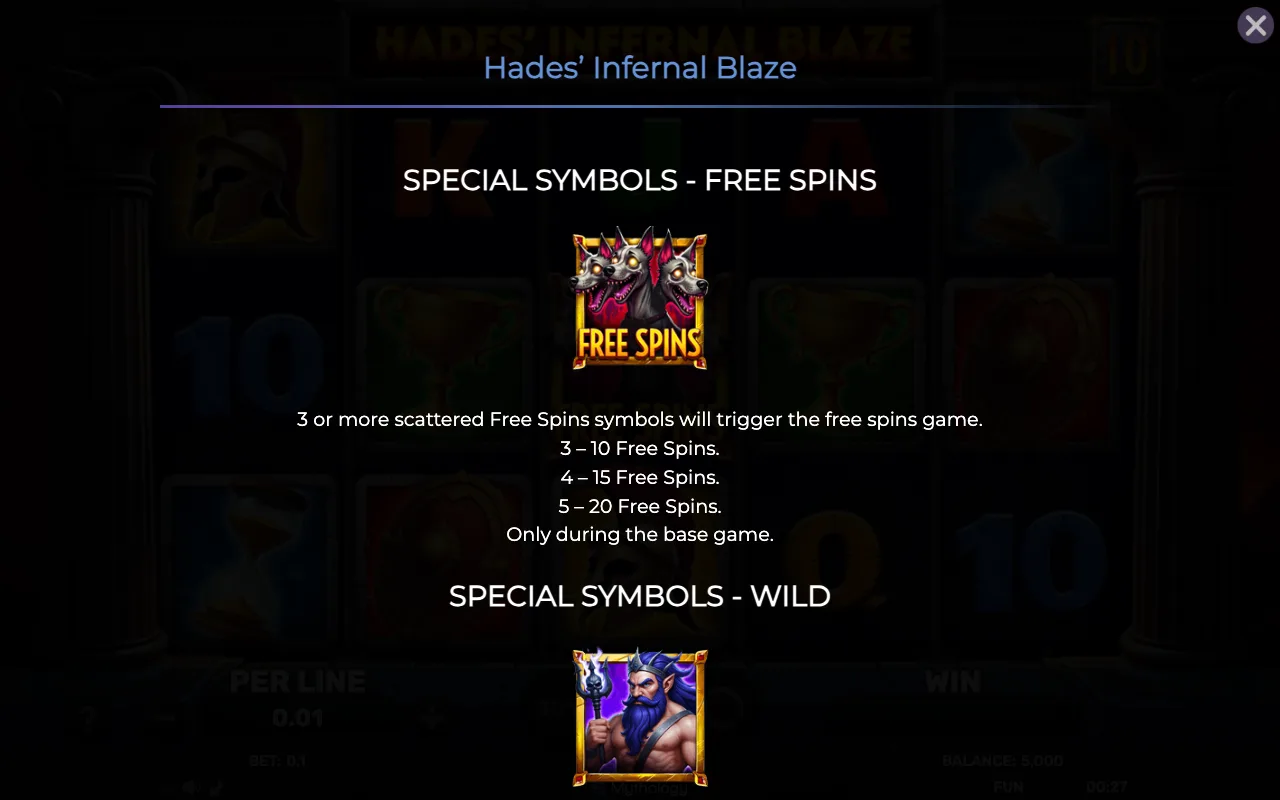 Special symbols - free spins — Hades Infernal Blaze
