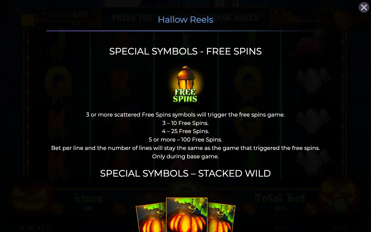 Special symbols - free spins — Hallow Reels