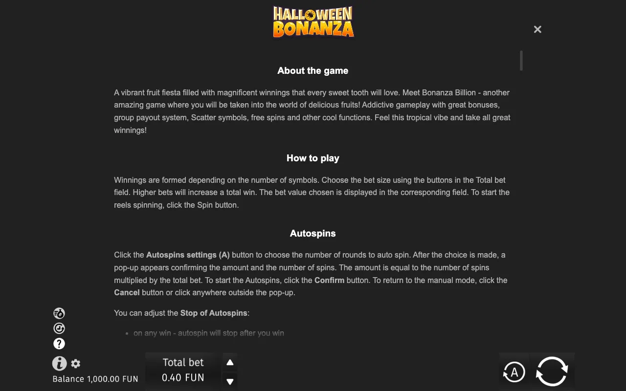 Game rules, page 6 — Halloween Bonanza