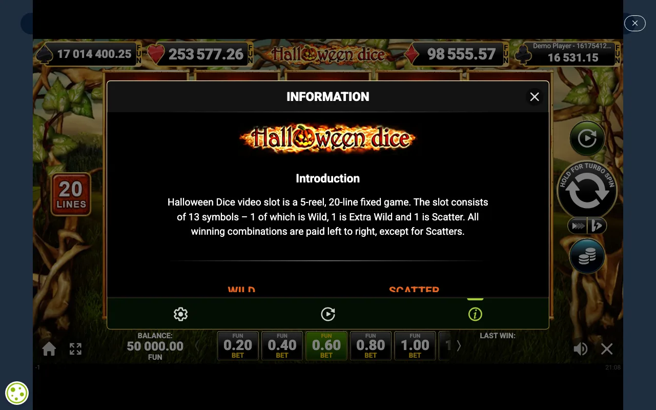 Game rules, page 1 — Halloween Dice