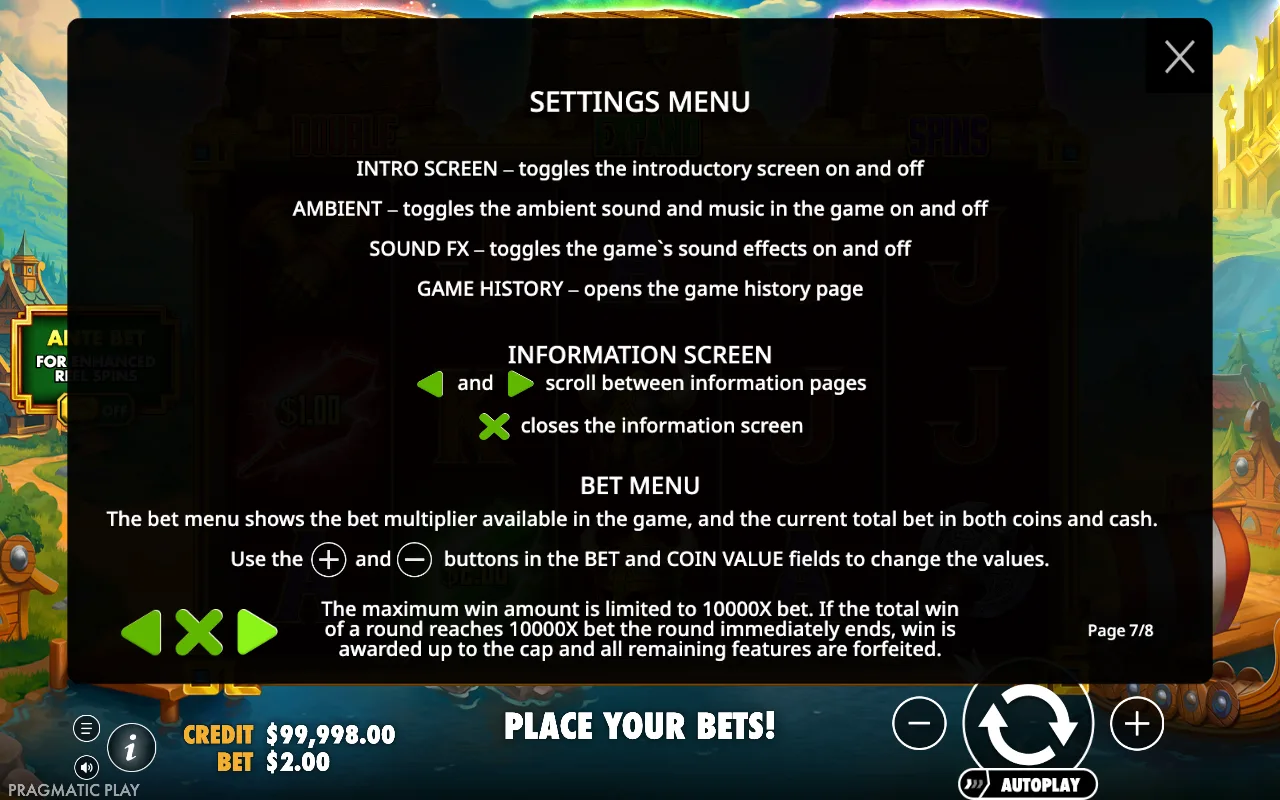 Settings menu — Hammerstorm