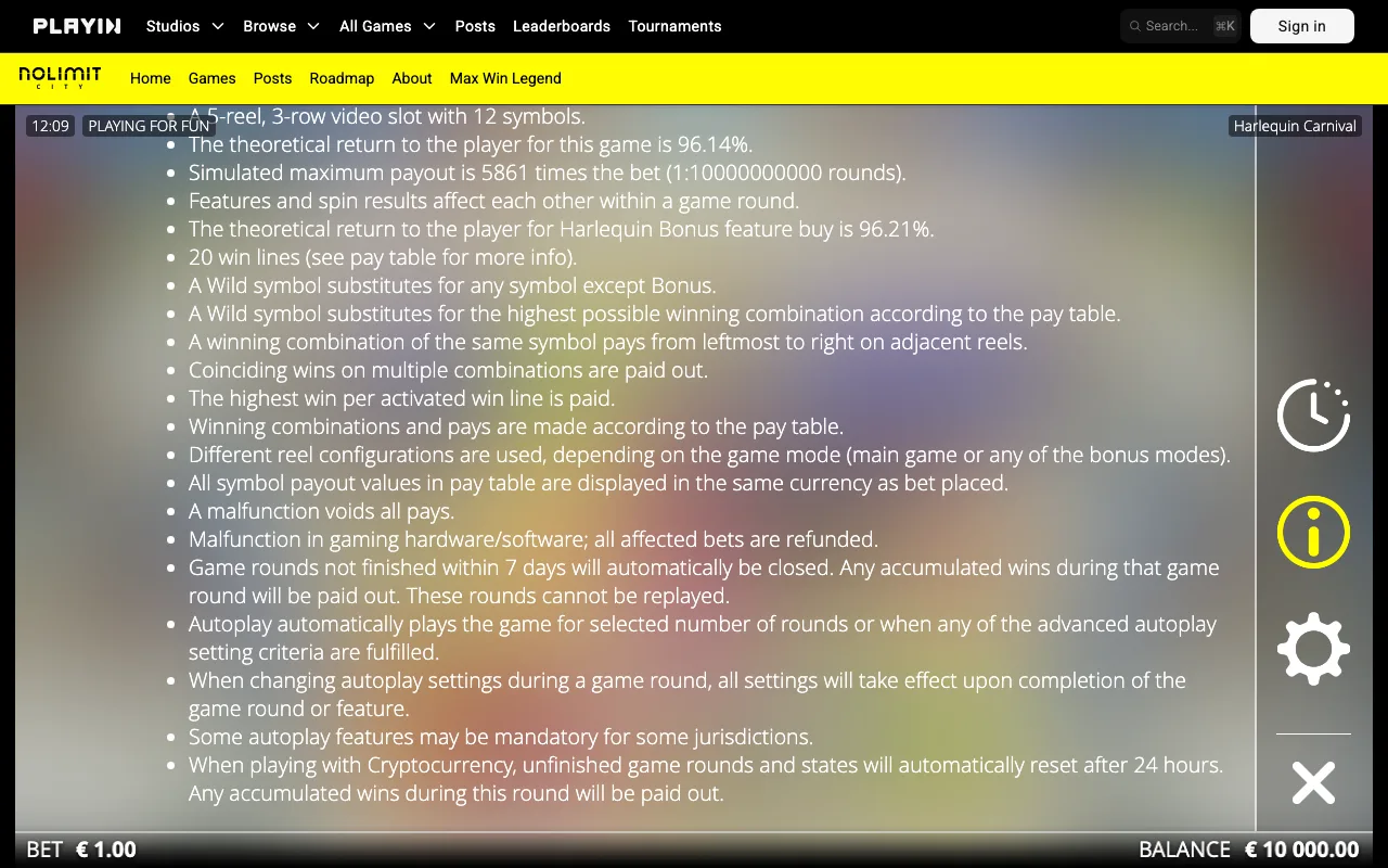 Game rules, page 3 — Harlequin Carnival