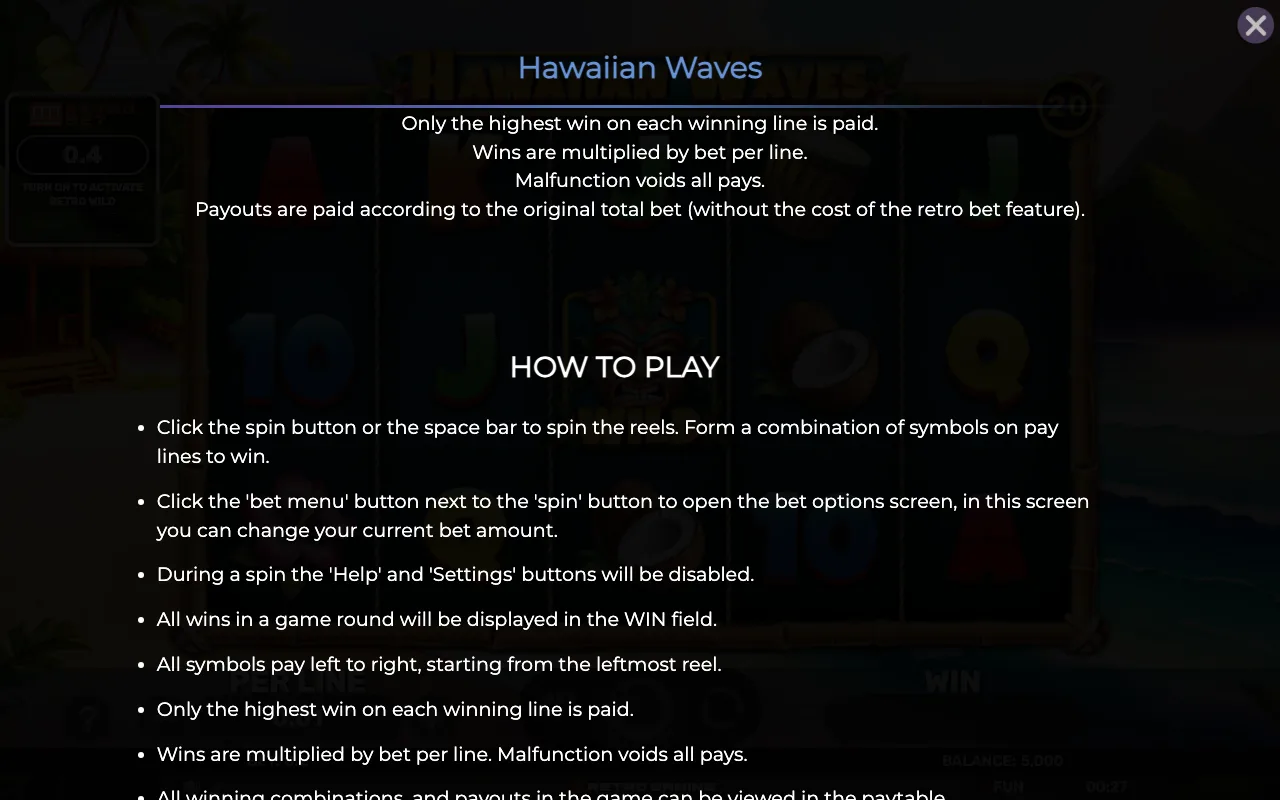 How to play — Hawaiian Waves