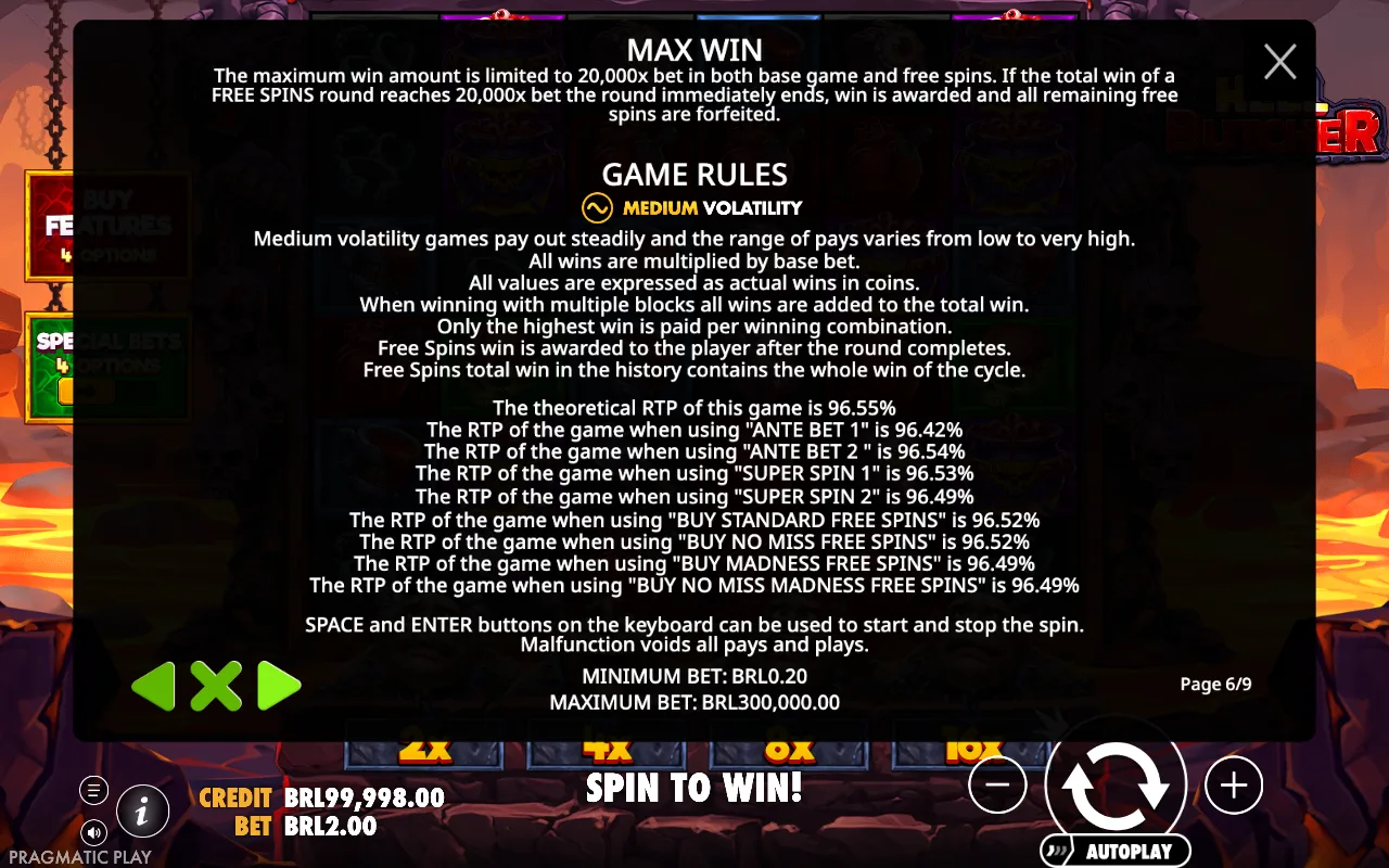 Game rules — Hell Butcher
