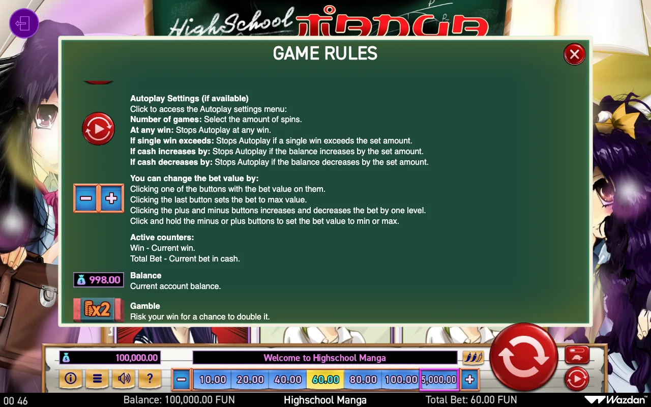 Game rules, page 5 — Highschool Manga