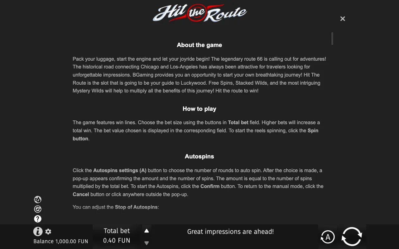 Game rules, page 6 — Hit the Route