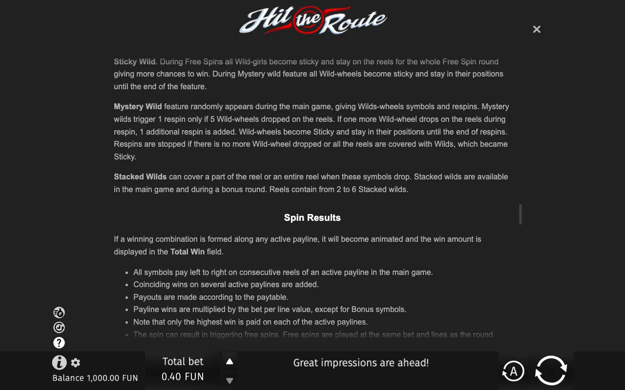 Game rules, page 8 — Hit the Route
