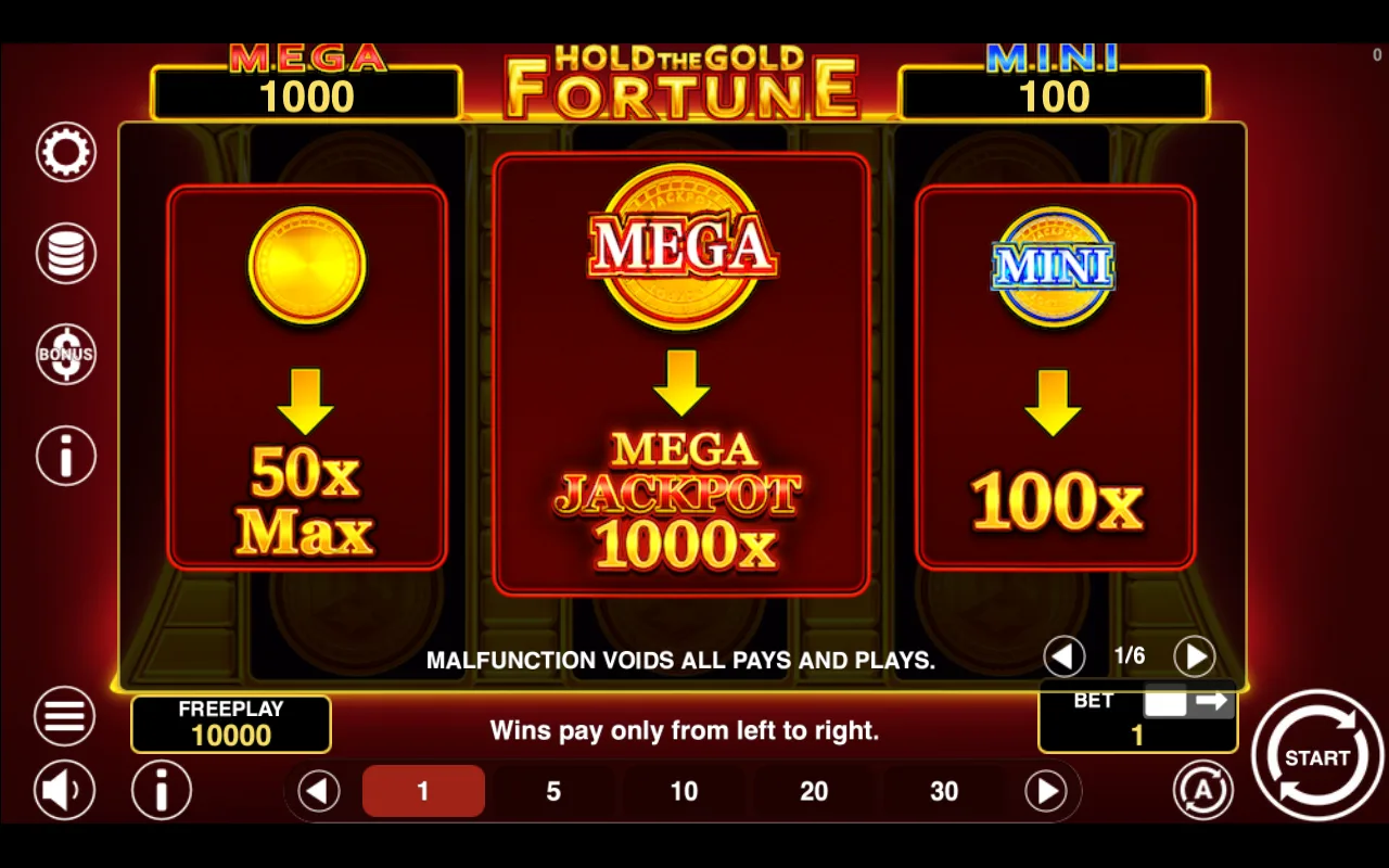 Game rules, page 1 — Hold The Gold Fortune