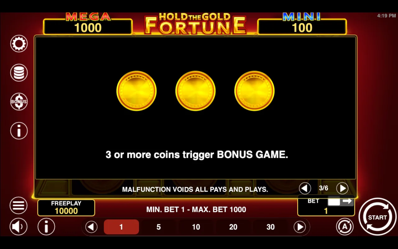 Game rules, page 3 — Hold The Gold Fortune