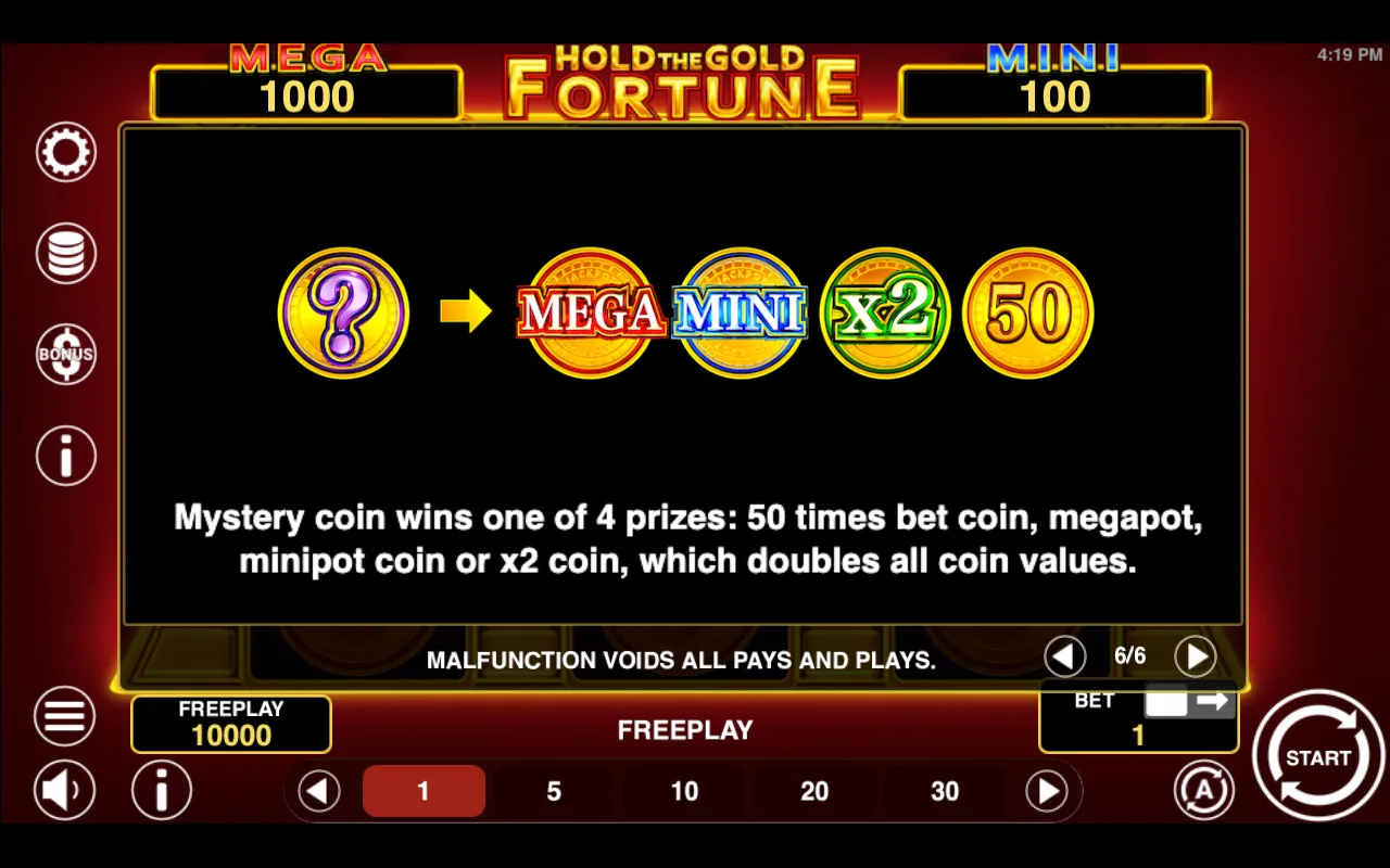 Game rules, page 6 — Hold The Gold Fortune