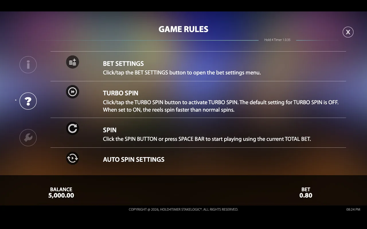 Game rules, page 4 — Hold4timer