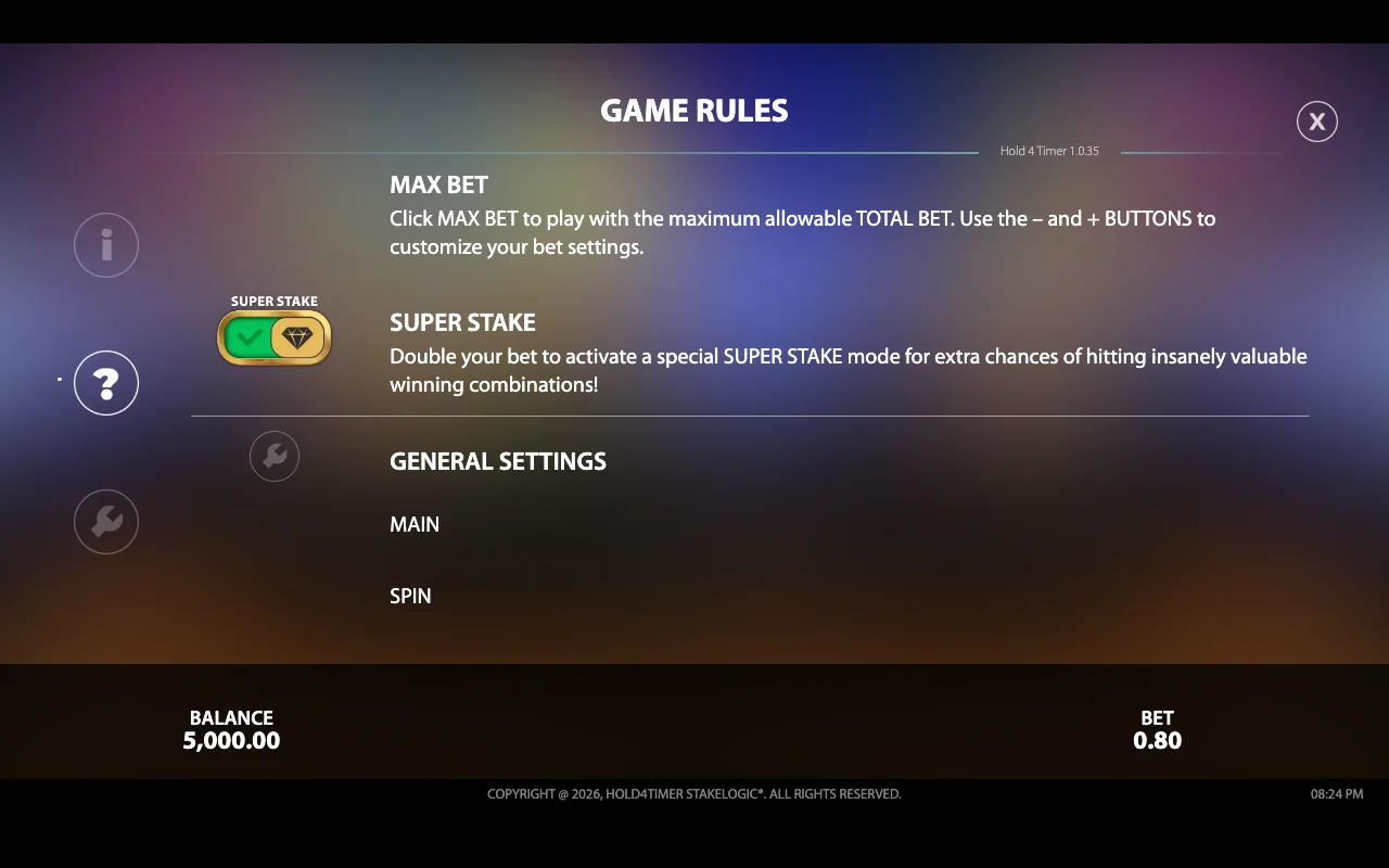 General settings — Hold4timer