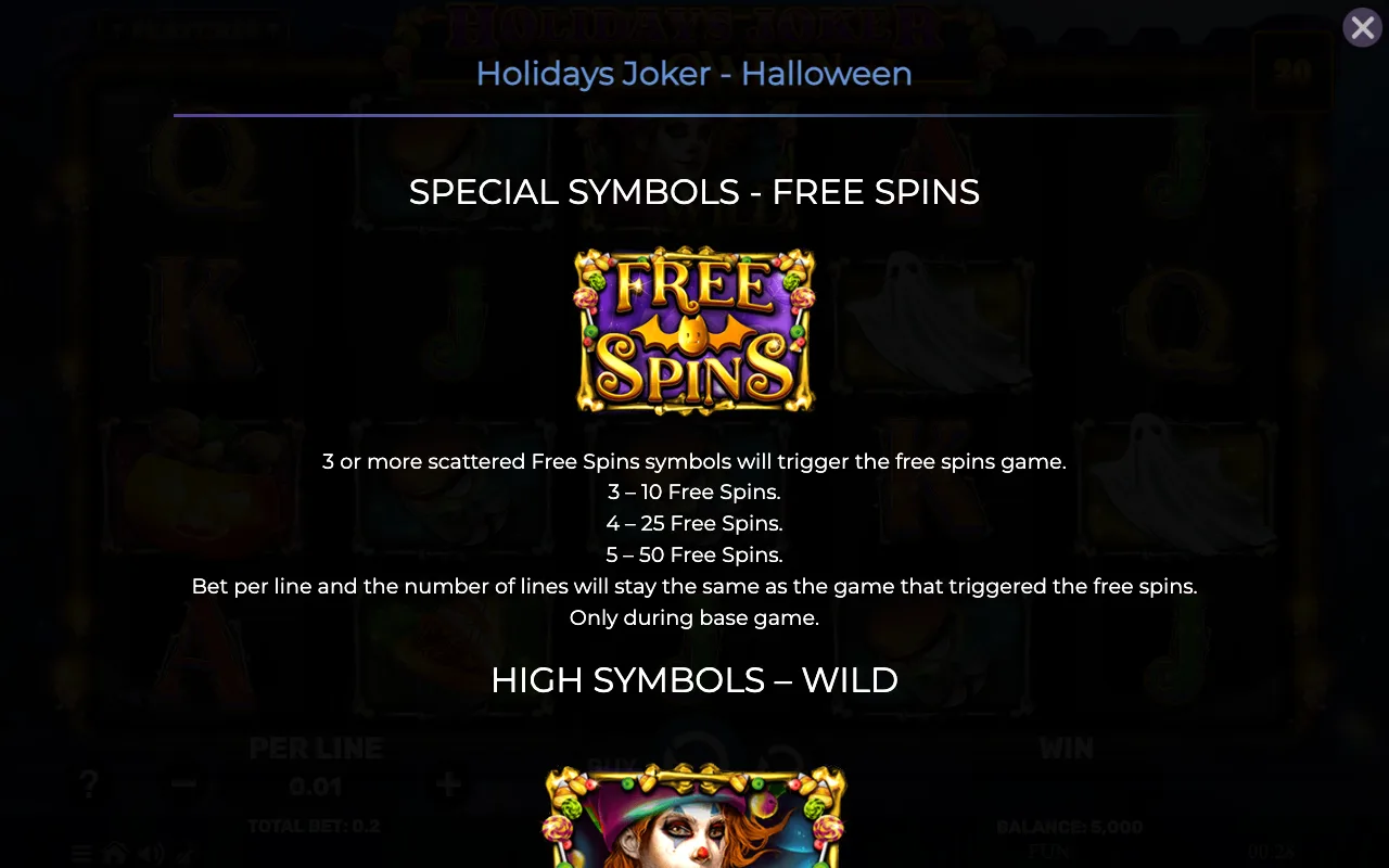 Special symbols - free spins — Holidays Joker Halloween