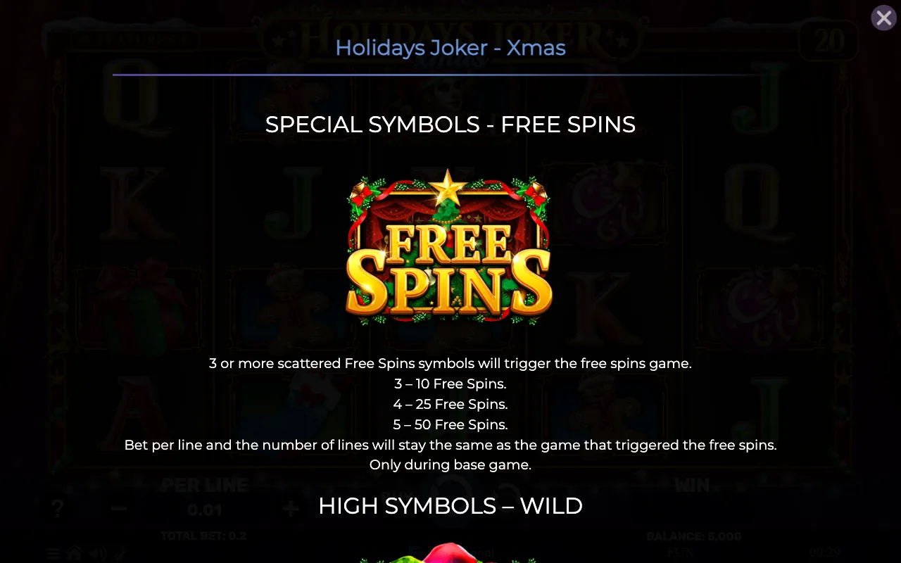 Special symbols - free spins — Holidays Joker Xmas
