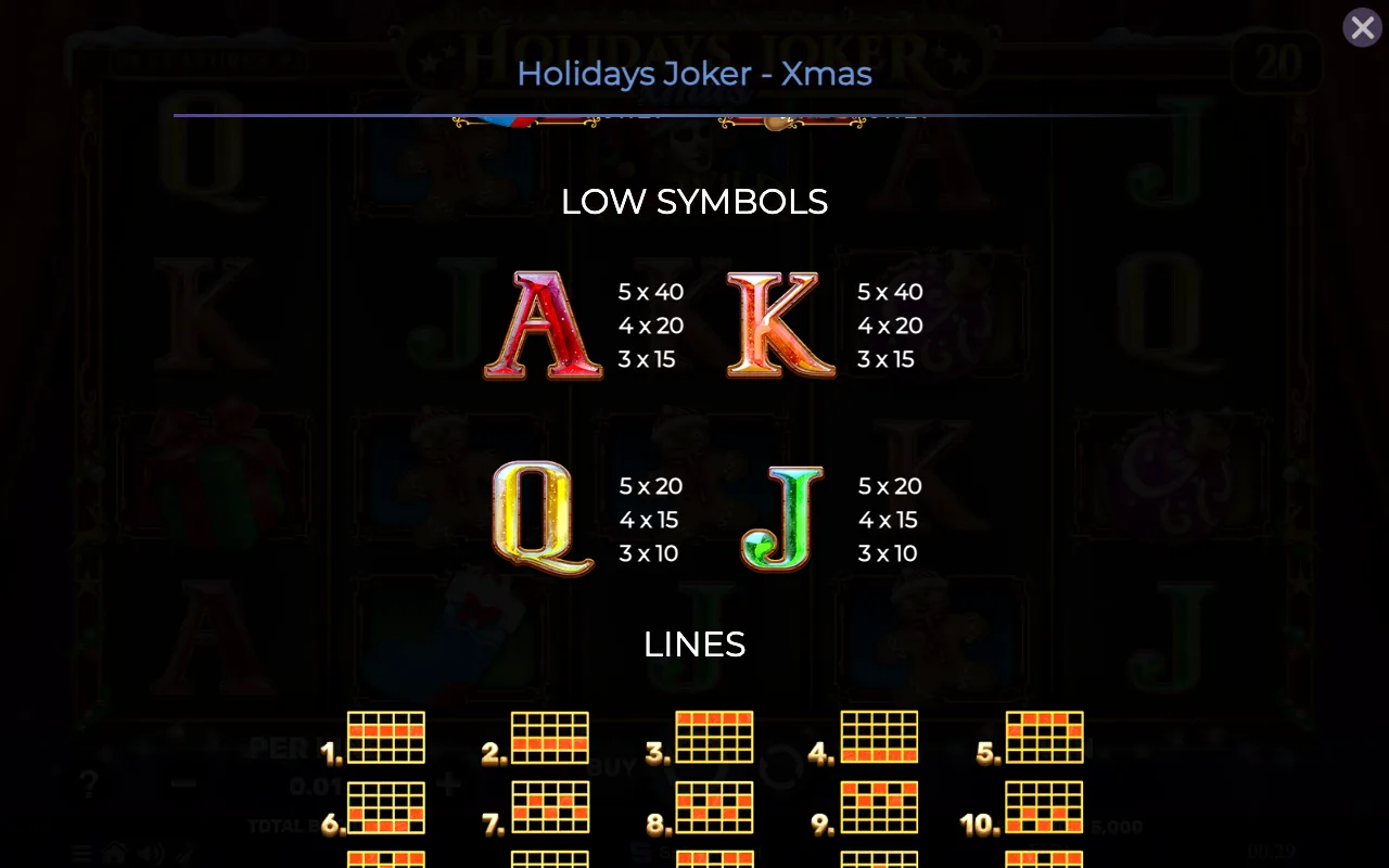 Low symbols — Holidays Joker Xmas