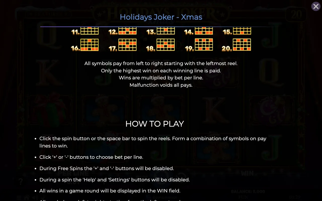 Game rules, page 6 — Holidays Joker Xmas