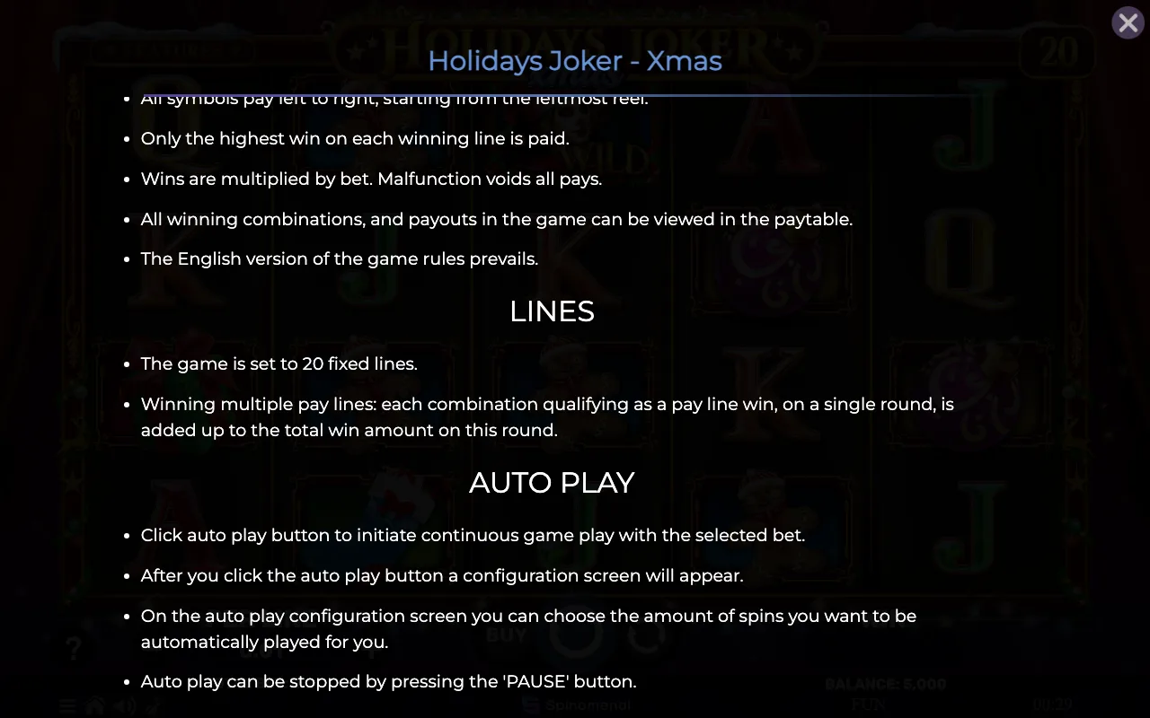 Game rules, page 7 — Holidays Joker Xmas