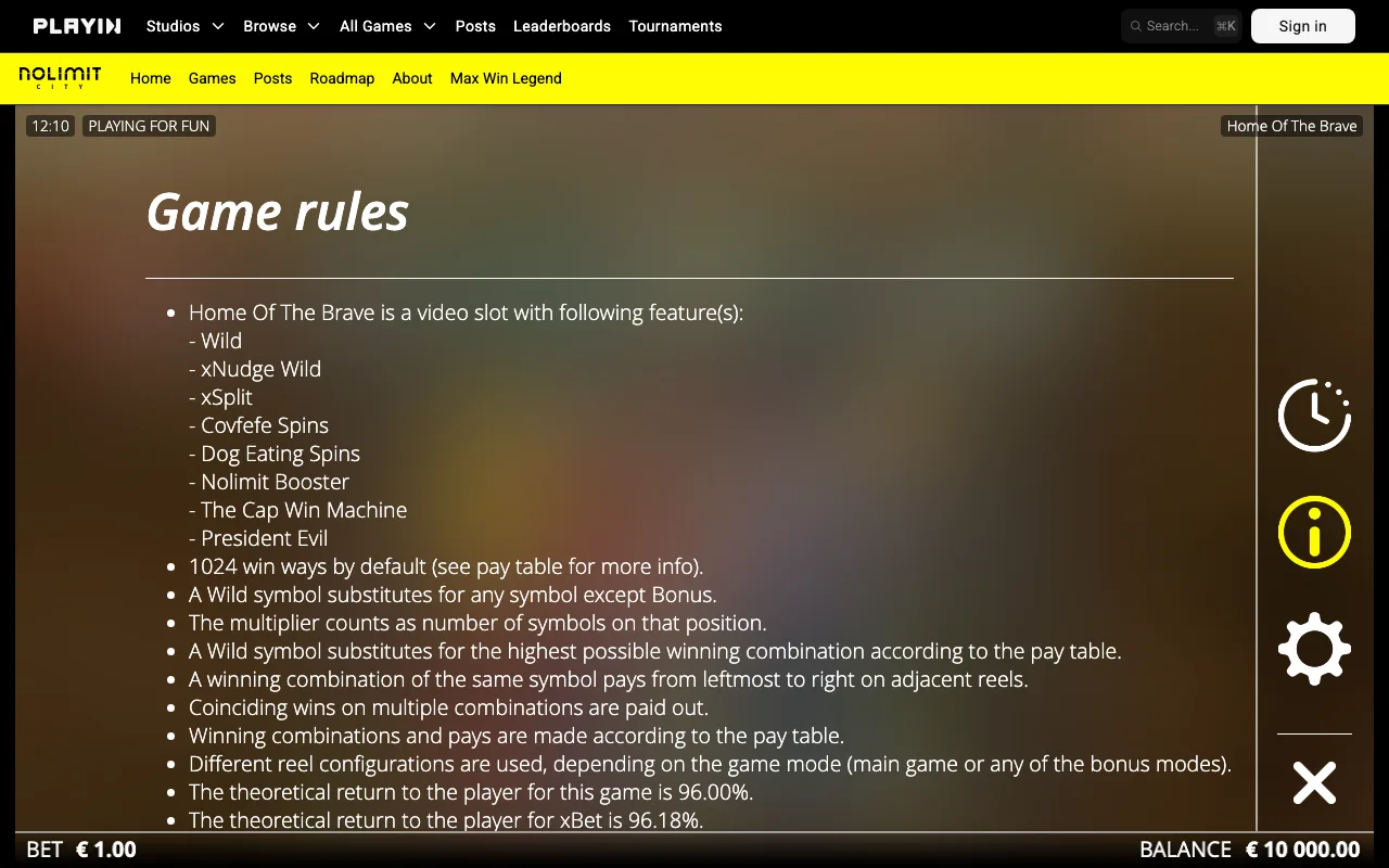 Game rules, page 1 — Home of the Brave
