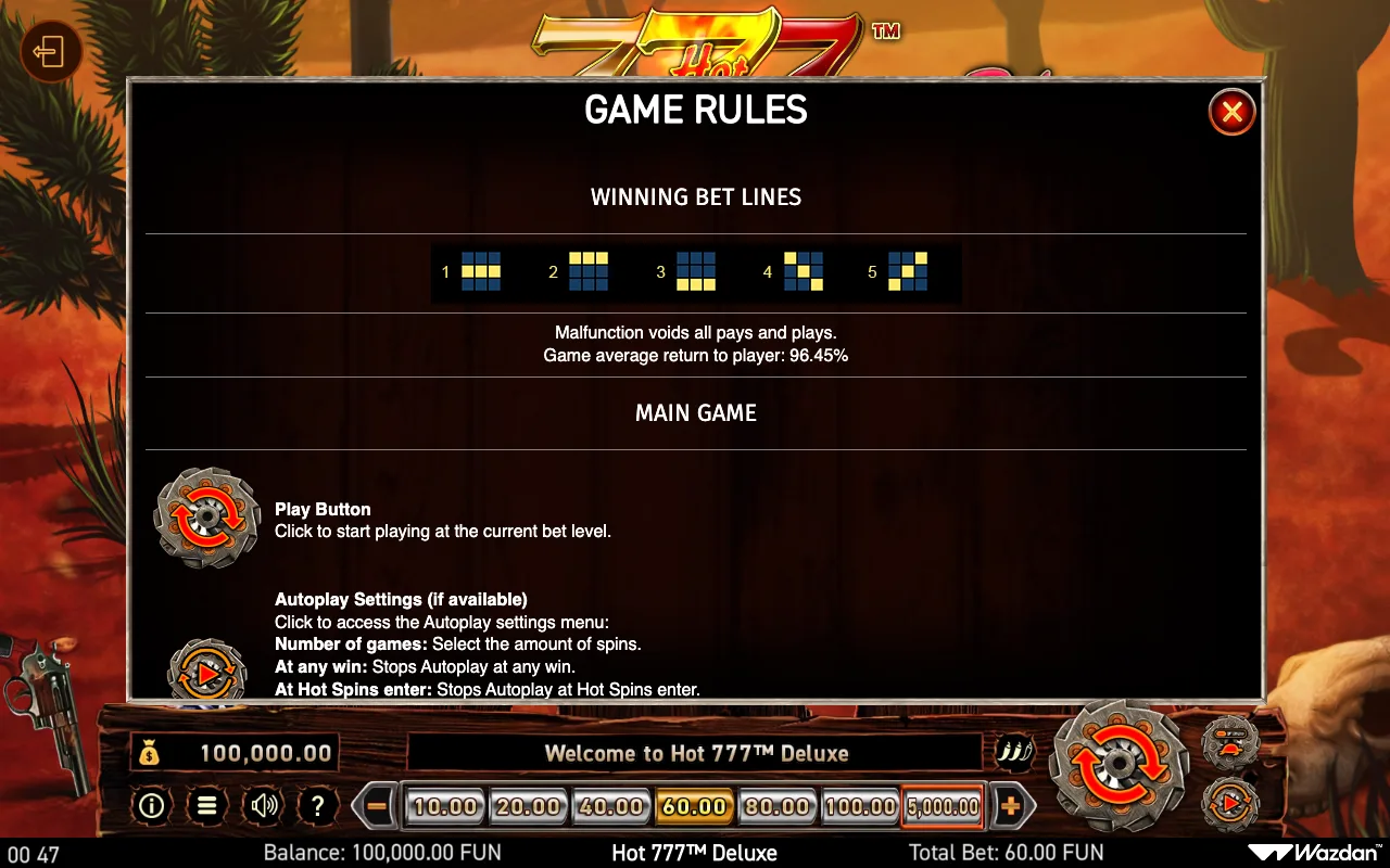 Game rules, page 4 — Hot 777 Deluxe