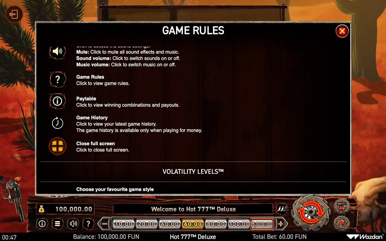 Game rules, page 6 — Hot 777 Deluxe