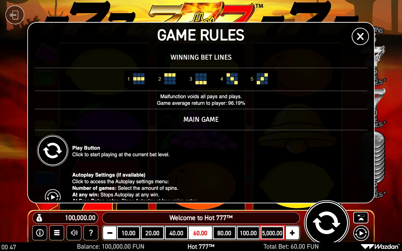 Game rules, page 4 — Hot 777