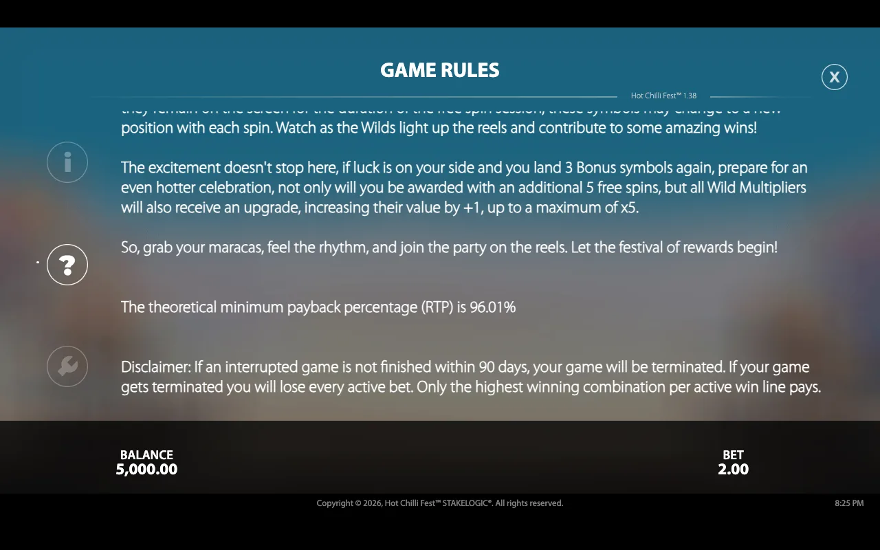 Game rules — Hot Chilli Fest