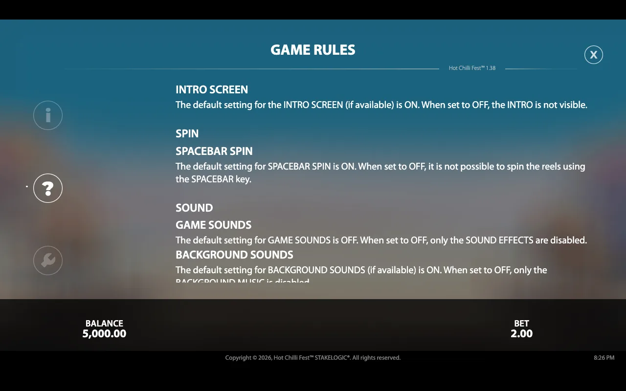 Game rules — Hot Chilli Fest