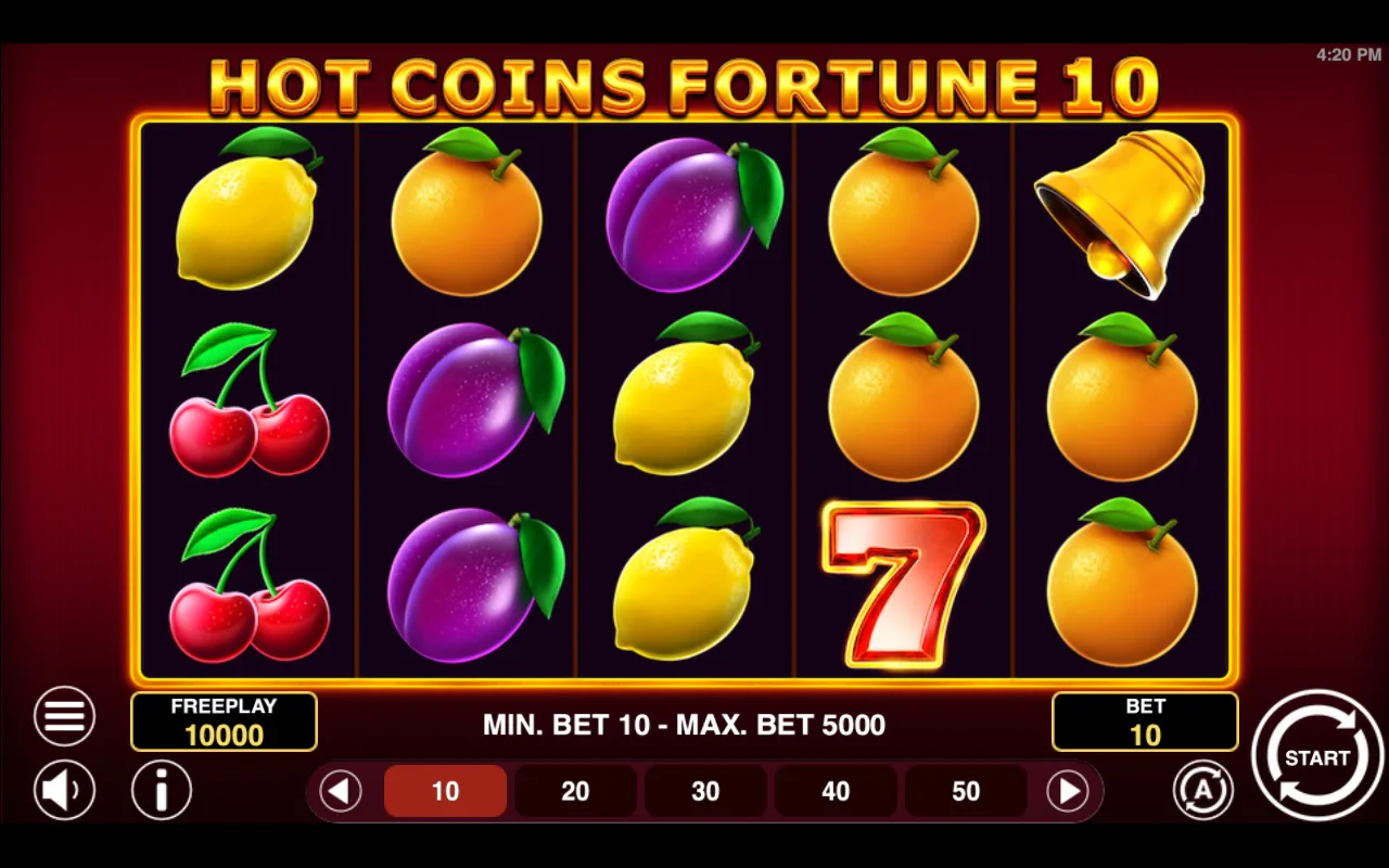 The base game — Hot Coins Fortune 10