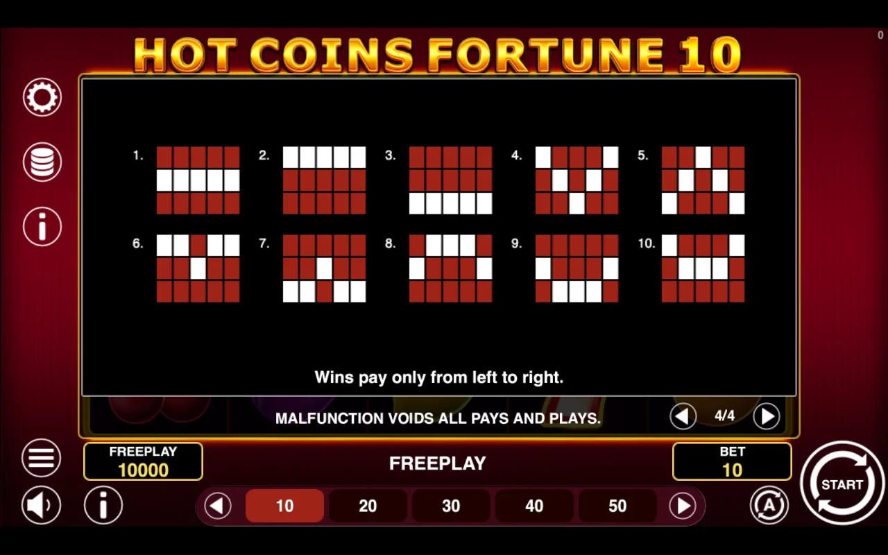Game rules, page 4 — Hot Coins Fortune 10