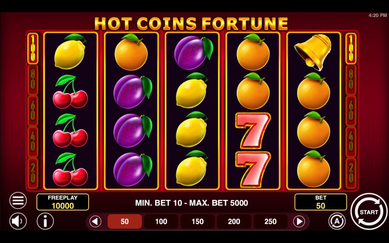 The base game — Hot Coins Fortune
