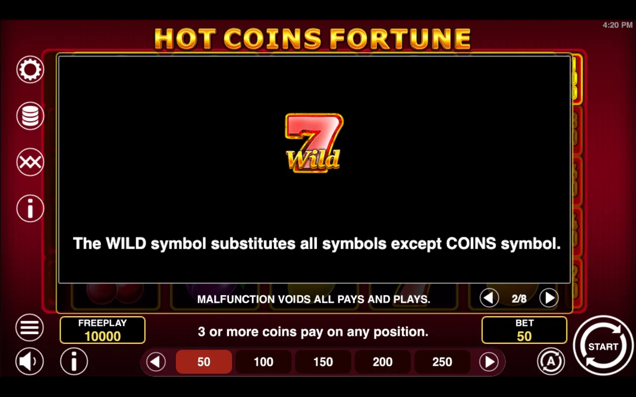 Game rules, page 2 — Hot Coins Fortune