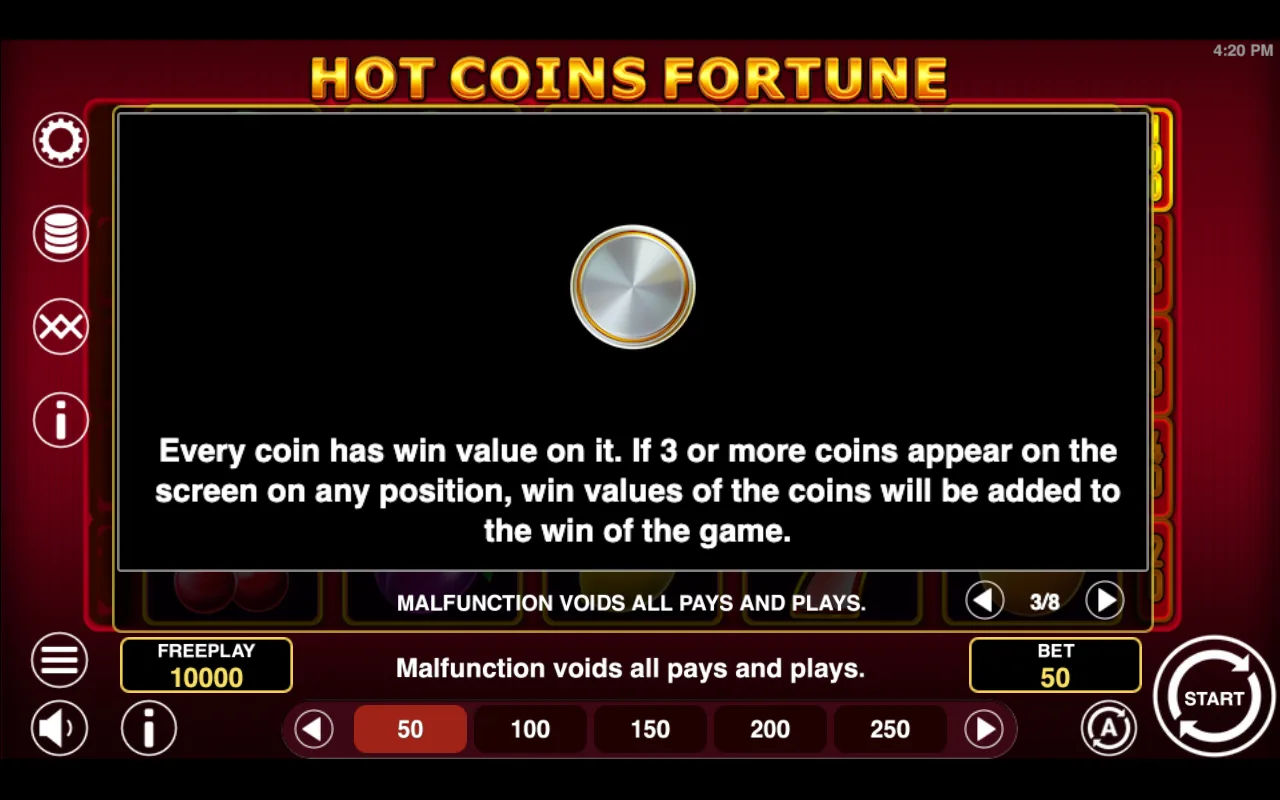 Game rules, page 3 — Hot Coins Fortune