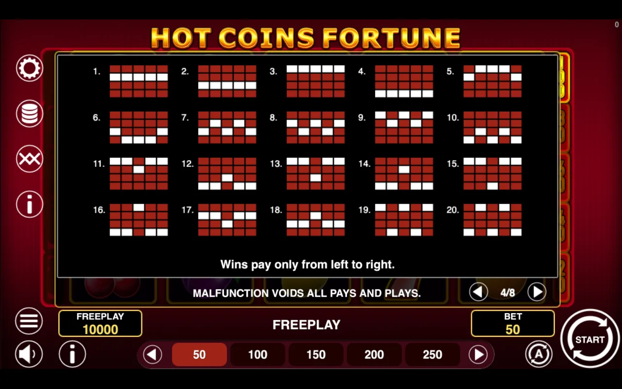 Game rules, page 4 — Hot Coins Fortune