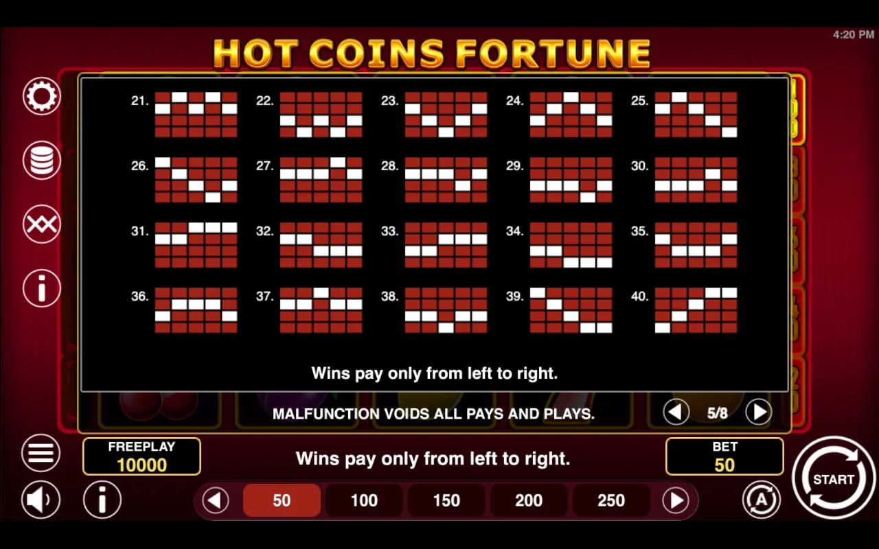 Game rules, page 5 — Hot Coins Fortune