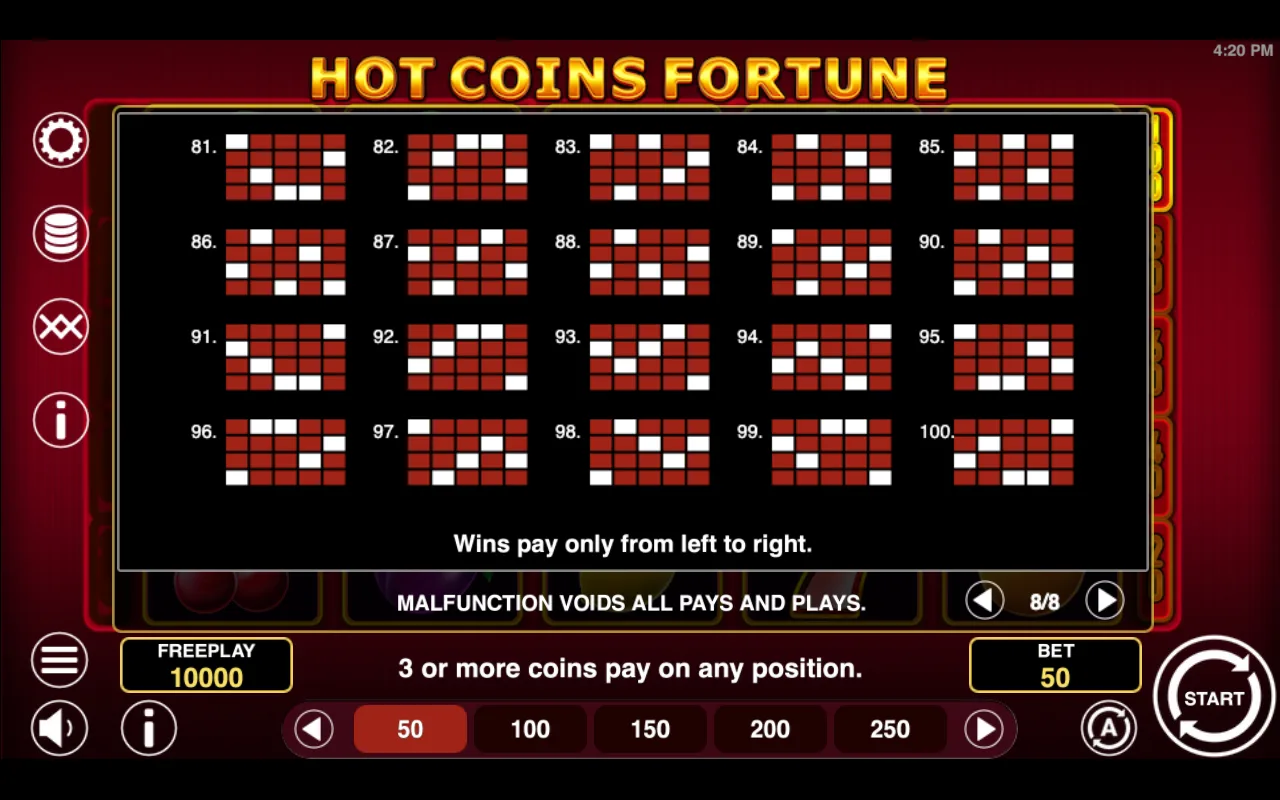 Game rules, page 8 — Hot Coins Fortune
