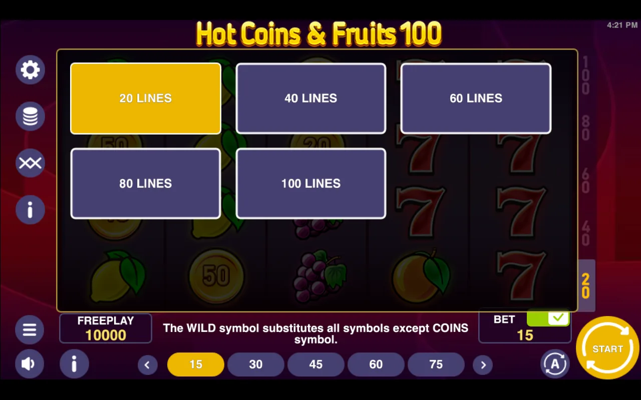 Buying the feature — Hot Coins Fruits 100