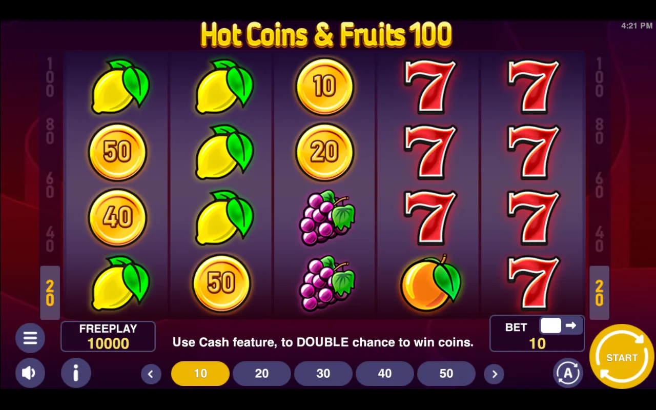 The base game — Hot Coins Fruits 100