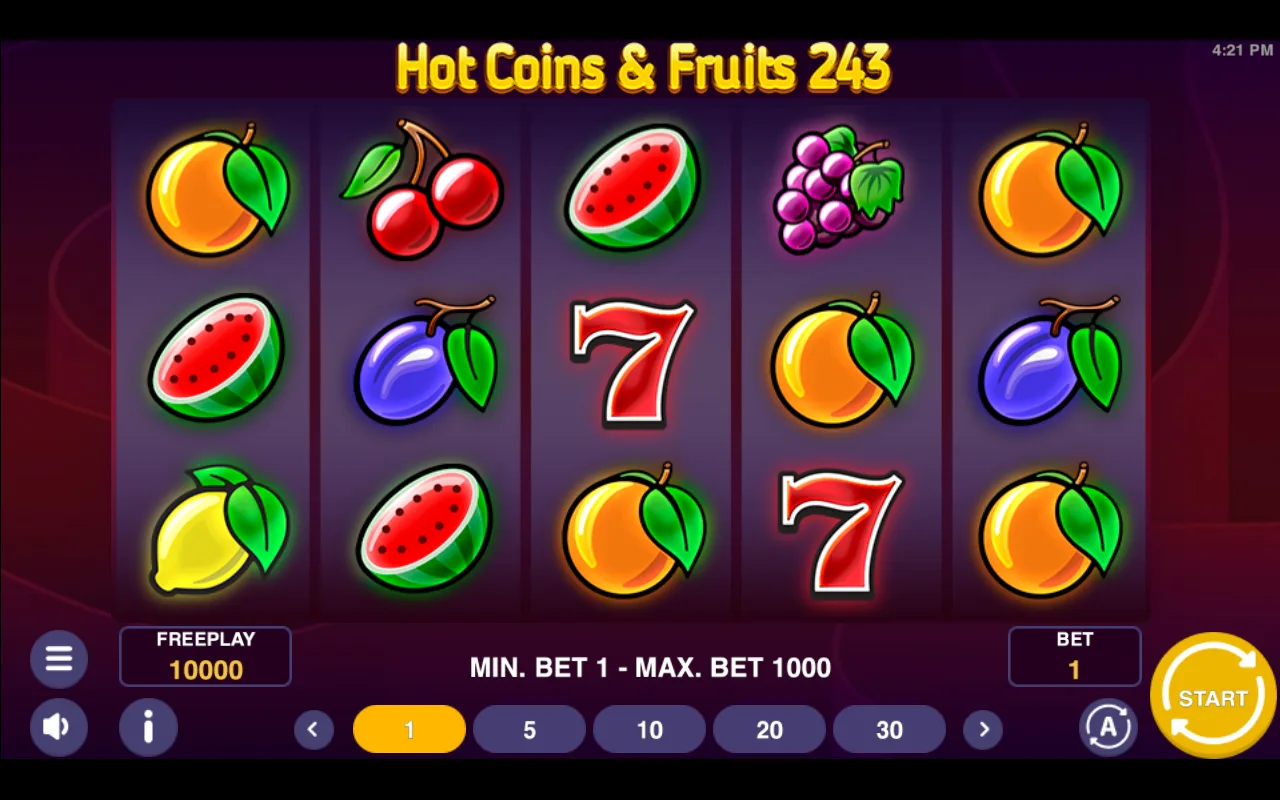 The base game — Hot Coins Fruits 243