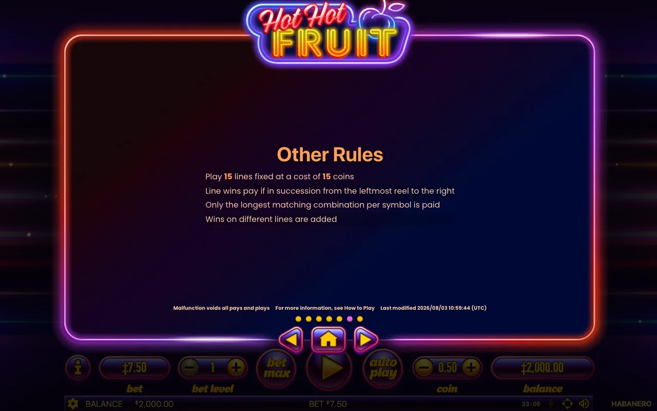 Game rules, page 8 — Hot Hot Fruit