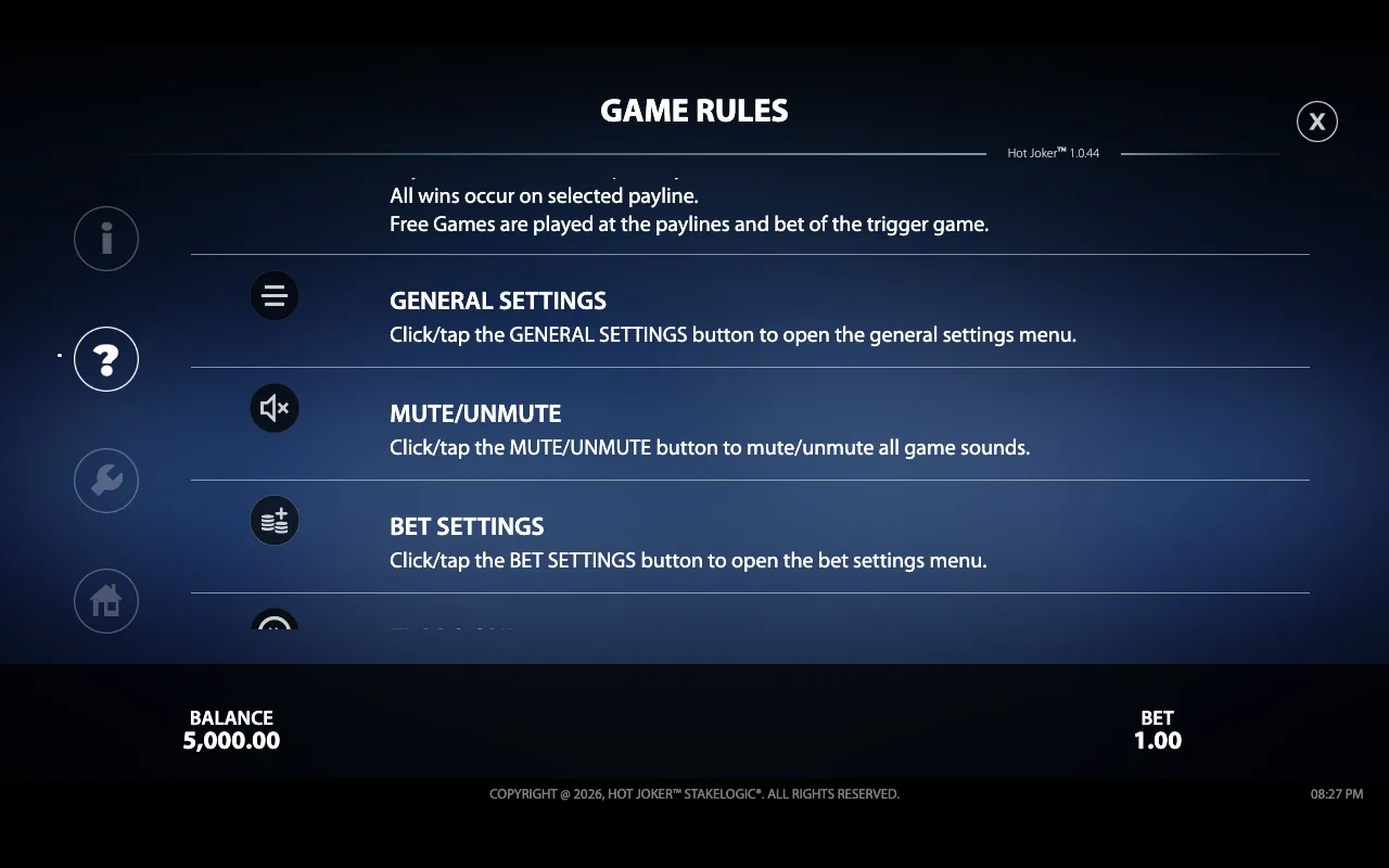 Game rules — Hot Joker