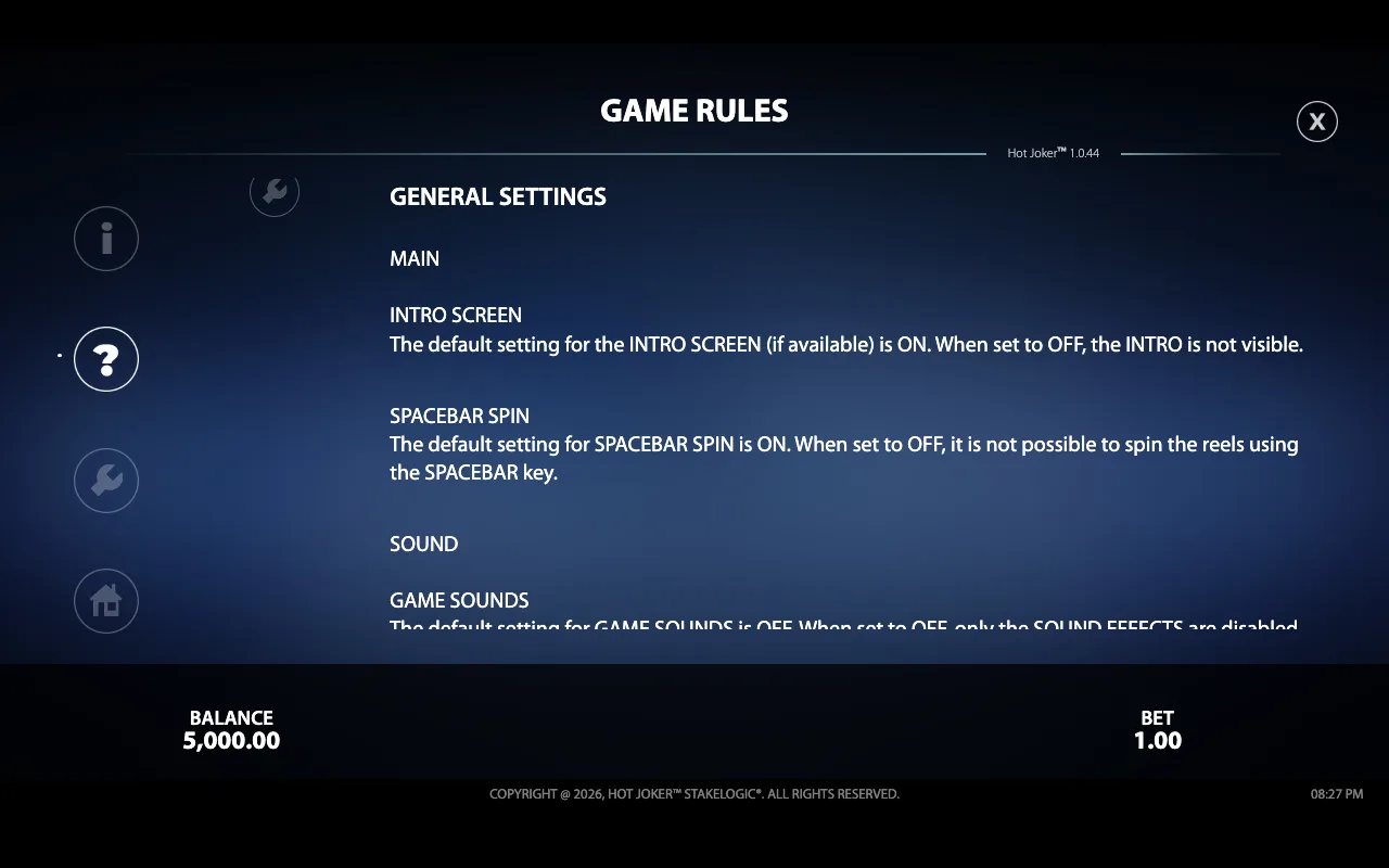 Game rules — Hot Joker