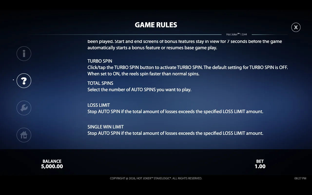 Game rules — Hot Joker
