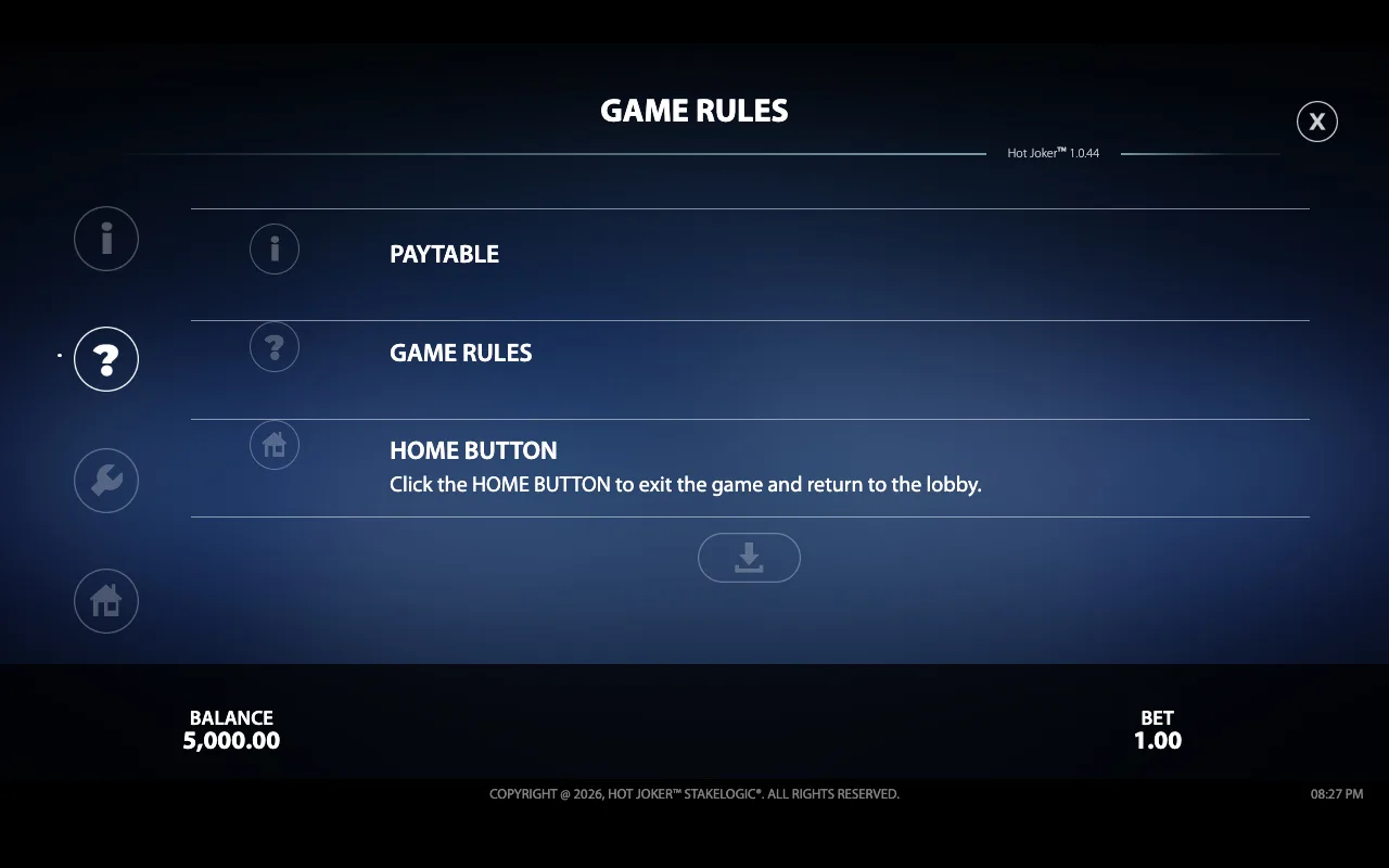 Game rules — Hot Joker