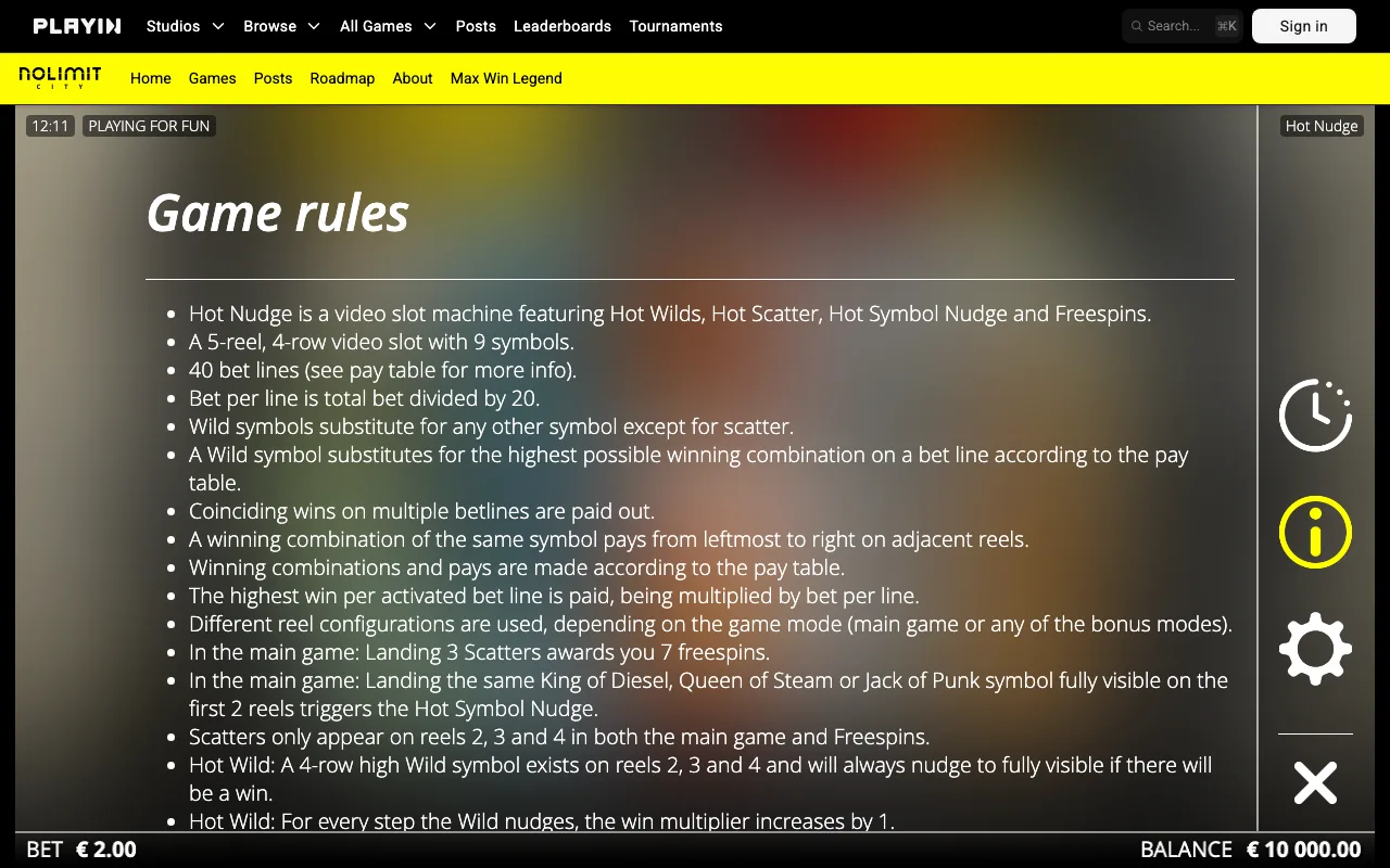 Game rules, page 1 — Hot Nudge