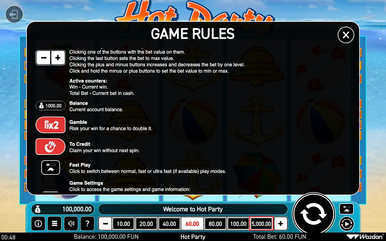 Game rules, page 5 — Hot Party