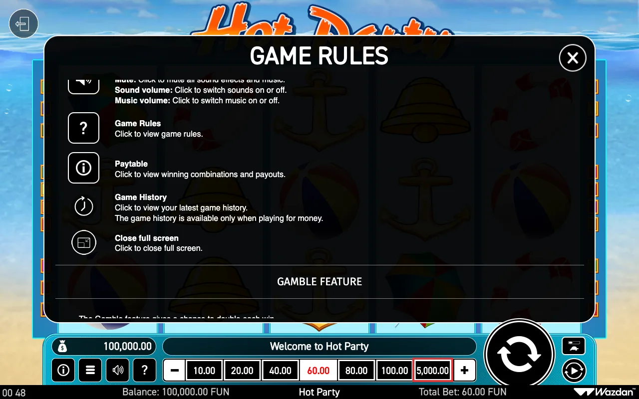 Game rules, page 6 — Hot Party