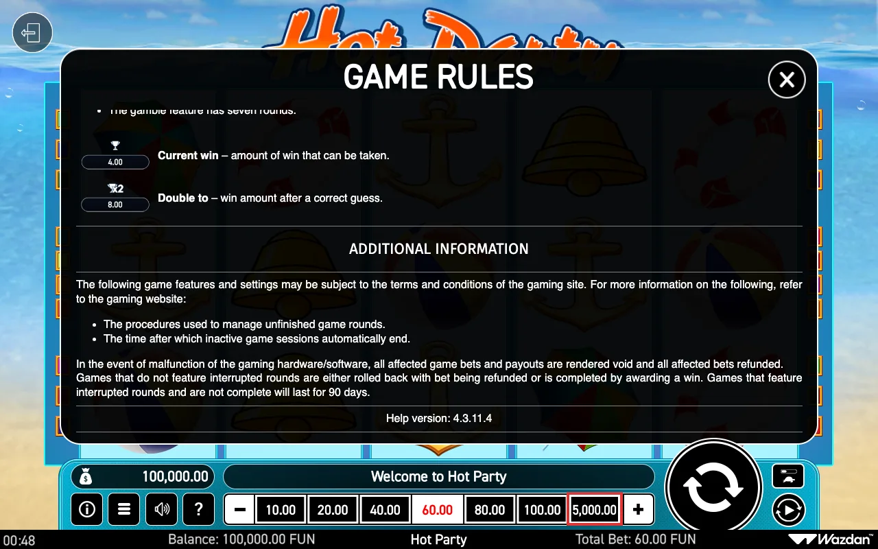 Game rules, page 7 — Hot Party