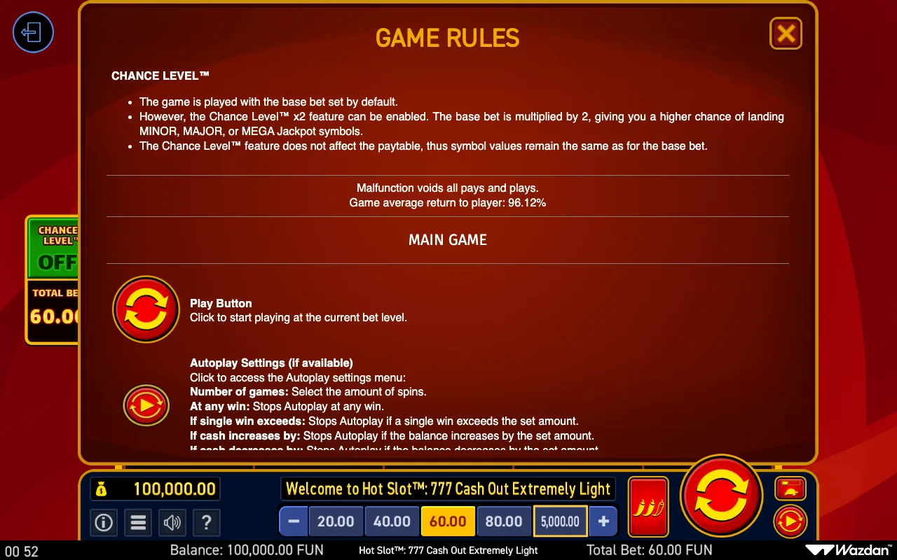 Game rules, page 10 — Hot Slot 777 Cash Out Extremely Light