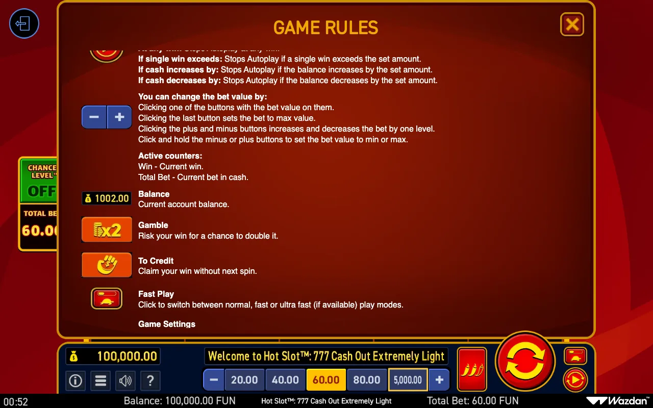 Game rules, page 11 — Hot Slot 777 Cash Out Extremely Light